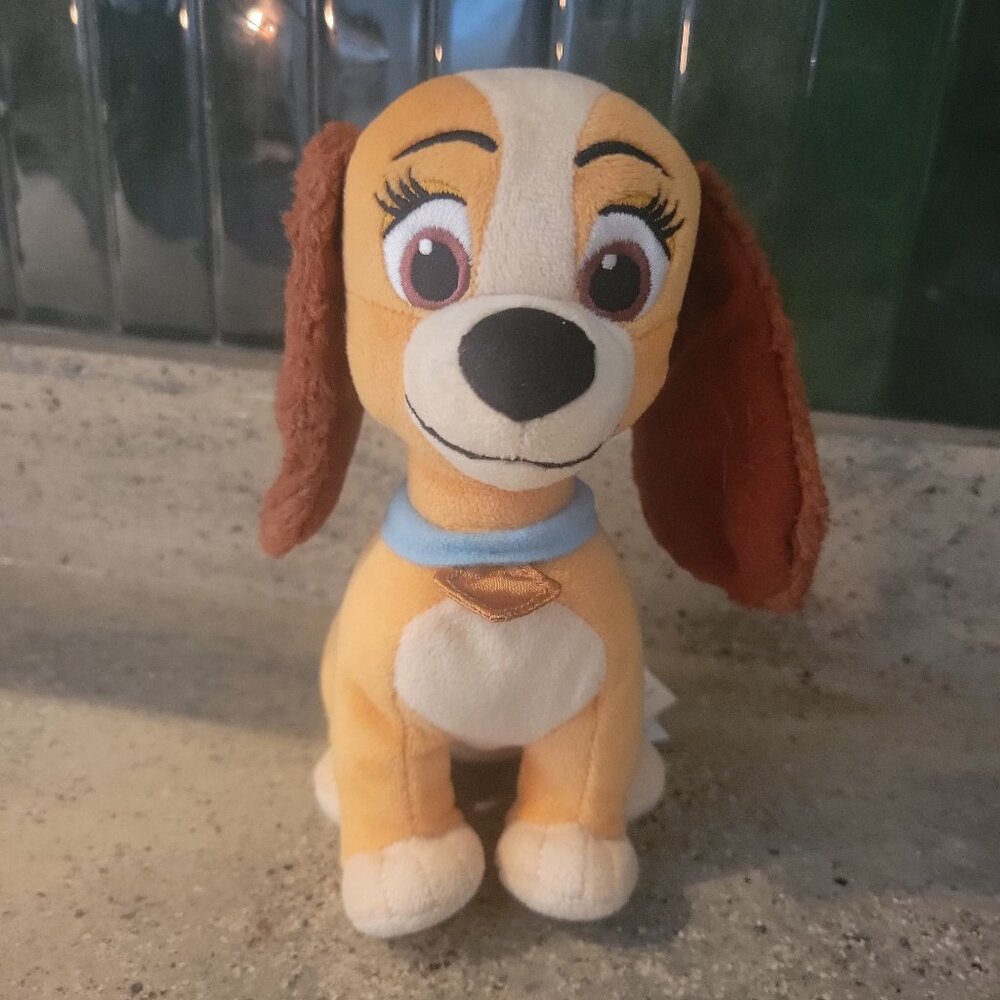 Disney Lady And The Tramp Puppy Dog Plush Stuffed Animal Sitting Spaniel 7 inch